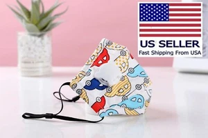 Wiederverwendbare Kinder Baumwolle Gesichtsmaske mit Filtertasche & Atemventil - Bild 1 von 10