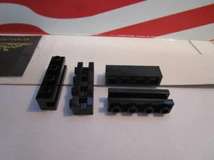 Lego (4) BLACK BRICK MODIFIED 1 x 4 WITH GROOVE PART #2657 - Picture 1 of 2