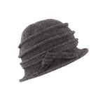 Ladies Wool Pull On Cloche Hat With Wired Brim One Size choice of colours