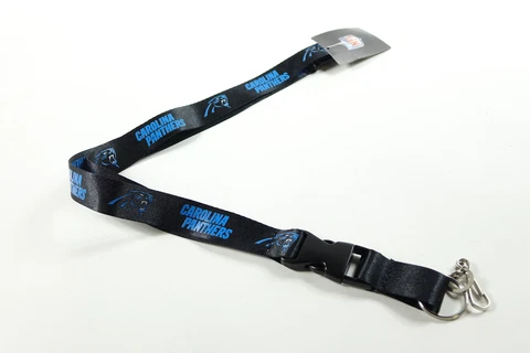 NFL Lanyard Carolina Panthers Black with Clip for Keys, Keychain, Badge, Etc Cover