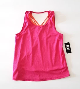 ID Ideology Girls Size M Mesh 2-in-1 Sleeveless Tank Top Pink Shock Orange - Picture 1 of 8