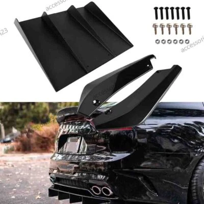 For Alfa Romeo Stelvio Rear Bumper Lip Diffuser 4 shark Fin Spoiler + Rear Spats Foto 1 de 4