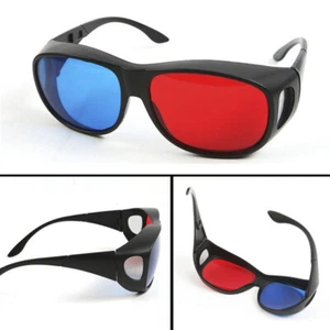 Red Blue 3D Glasses Black Frame For Dimensional Anaglyph TV Movie DVD G,I1 LZ - Photo 1/8