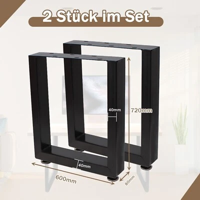 2er-Set Tischbeine Tischgestell Tischkufen Industrie Design Tischfüße Stahl - Bild 1 von 4
