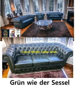 Chesterfield Luxus Leder Garnitur 3+2+1 Modell Brighton Neu 2025Forrest Grün - Bild 1 von 23