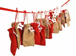 MINIBLINGS ADVENTSKALENDER 24 Schmuckstücke Jutesäckchen ADVENT KALENDER - Bild 1 von 10