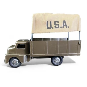 Original Structo Pressed Steel U.S. Army Truck with Canvas Cover - Picture 1 of 18
