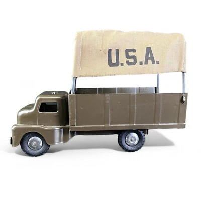 Original Structo Pressed Steel U.S. Army Truck with Canvas Cover - Image 1 of 4