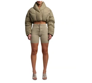 Entire Studios Puffer Jacket AUS L/14 US10 A7L Hummus NEW Beige Down Cropped - Picture 1 of 7