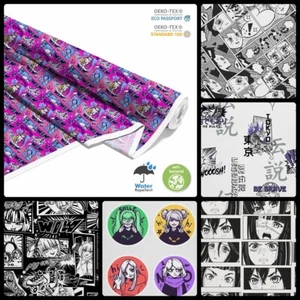 OXFORD Bedruckt Polyester Stoff Wasserdicht Meterware Outdoorstoff- Manga - Bild 1 von 36