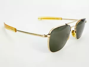 Occhiali da sole aviatore vintage AO American Optical 1/10 12K GF oro montature 52 mm K410 - Foto 1 di 9