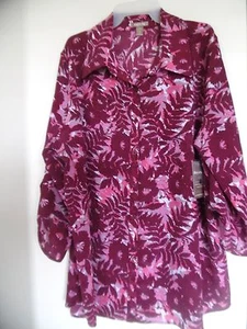 White Stag Multi-color 3/4 Sleeve Floral Woven Blouse - Size 2X (18W - 20W) - Picture 1 of 3