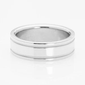 TIFFANY & Co. Together Platinum 6mm Double Milgrain Wedding Band Ring 6.5 - Picture 1 of 3