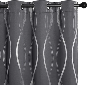 Grey Blackout Curtains 84 inch Length 2 Panels Set for Living Room 52 x 84 Gray - Picture 1 of 9
