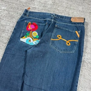 Baggy Wide Leg Y2K 2000’s Loose Fit Embroidered Stitched LRG Skater Denim Jeans - Picture 1 of 7