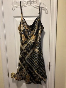 Vestido Princesa Polly Mujer 4 Mini Sin Mangas Negro Dorado Floral Cadena Correas Ajustables - Imagen 1 de 12
