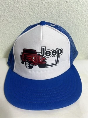 Gorra de camionero vintage Jeep Snapback para hombre azul blanco años 80 al aire libre Foto 1 de 4
