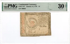 Continental Currency Fr#CC-87 January 14, 1779 $1 PMG VF-30 - Picture 1 of 2