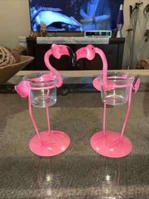 "2 pares de candelabros de vidrio flamenco metal vidrio porche decoración kitsch 7,5"" tropical" Foto 1 de 4