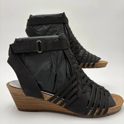Earth Hattie 3 Fisherman Wedge Sandals Black Women’s Size 9M Comfort Shoes - Image 1 of 4