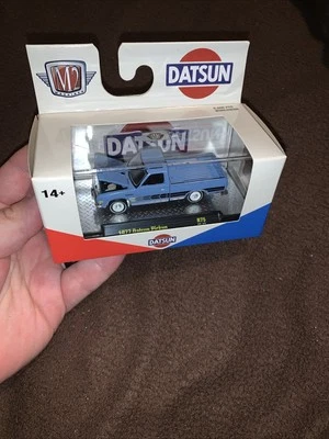 M2 Machines Auto-Trucks 1977 Datsun Pickup Diecast 1:64 Blue - Image 1 of 4