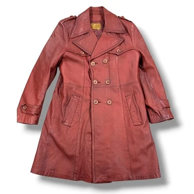 Vintage Sears Leather Trench Coat Women's Full Length Double Breasted Medium/L - Image 1 of 4