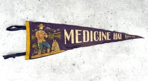 Medicine Hat Alberta Canada Felt Pennant Mountie Horse Souvenir 26" Vtg Antique - Picture 1 of 2