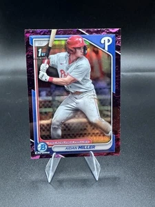 2024 Bowman cromo Aidan Miller 1st Bowman refractor lunar fucsia/199 #BCP-27 - Imagen 1 de 3