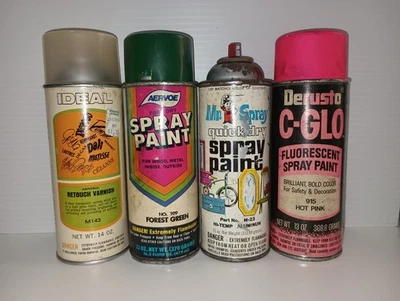 VINTAGE SPRAY PAINT CANS PAPER LABEL COLLECTION LOT - Image 1 of 3