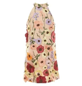 GB Girls Sleeveless High Neck 3D Embroidery Floral Big Girls Dress Sz Large New - Picture 1 of 9
