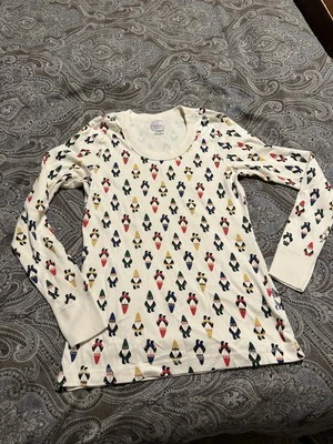 Hanna Andersson Pajama PJ Top Adult Unisex S Christmas Gnomes 100% Cotton Cream - Image 1 of 4