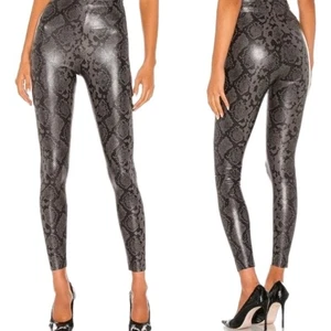 COMMANDO Leggings Schlangenmuster grau Gr. L Kunstleder hoher Bund strukturiert - Bild 1 von 7