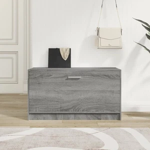 Shoe Bench Grey Sonoma 80x24x45 cm Engineered Wood & Aluminium Seat with Shelf. - Picture 1 of 10
