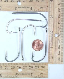 100 34007 6/0 SS long shank fish hooks salmon tarpon flies trot long line hook - Picture 1 of 3