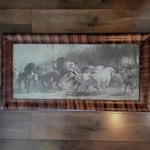 The horse fair Rosa Bonheur antique Late 1800s Framed Print Large 41x22" Arts Cr - Picture 1 of 24