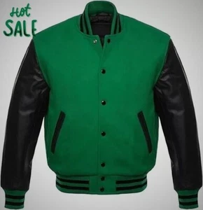 Men's American  Letterman Collage Baseball Wool Varsity Jackets  Leather Sleeves - Picture 1 of 3