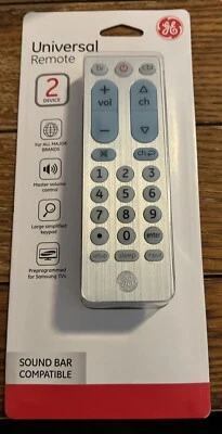 GE Universal TV Remote Control - 2 Device - Model #33701 - Image 1 of 2