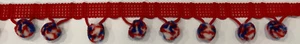 1" White Blue Red Pom Pom Ball Fabric fringe trim 12 yards Holiday Trim - Picture 1 of 1