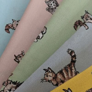 Cortina y tapicería de tela de lino rica en algodón diseño para gatos Shabby 54" de ancho - Imagen 1 de 18