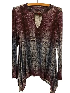 Jennifer Lopez Women's Size M Tunic Top Keyhole Neckline Handkerchief Purples - Picture 1 of 4