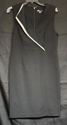 Impresionante Vestido Tommy Hilfiger Negro con Borde Blanco Sin Mangas Talla 10 Usado en Excelente Condición Foto 1 de 3
