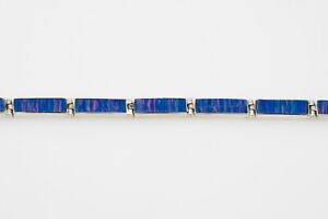 Tennis Bracelet Blue Fushia Hues Fire Opal 950 Sterling Silver Jewelry Elegant