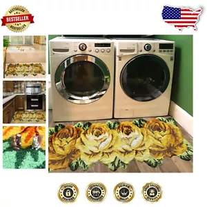 Ultra Absorbent Rose Pattern Rug - 65x23.6 Inch Non-Slip Runner for Laundry - Picture 1 of 8