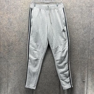 Adidas Sweatpants Men Medium Gray Black Athletic Training Gym Fleece Trefoil - Picture 1 of 11