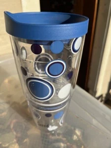 Fiesta Blue Polka Dots Tervis Tumbler 24oz Straw Included - Picture 1 of 2
