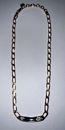 Collana vintage Christian Dior cordino tono oro smalto nero e strass