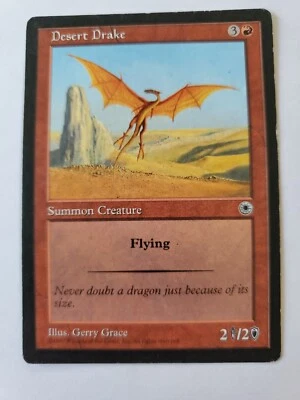 MTG Magic The Gathering Card Desert Drake Summon Creature Red Portal 1997 - Image 1 of 2