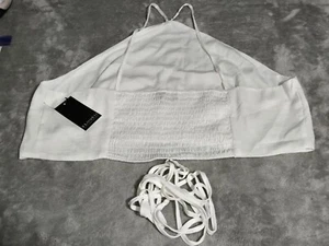 Eloquii Shirt Womens Size 20 White Halter Top Rushing on Back Closet Staple NWT - Picture 1 of 8
