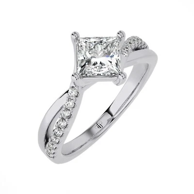 1.06ct IGI Certified Lab Grown Diamond Engagement Ring Princess Cut 14k Gold - Image 1 of 4