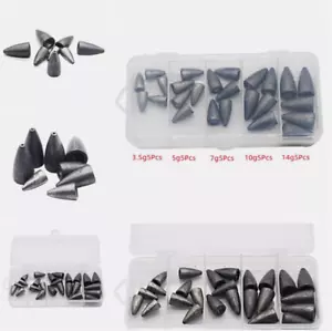 Kit 5 pezzi affondatori pesca proiettile affondatori piombo per pesca in acqua salata - Foto 1 di 24